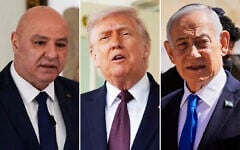 Lebanese President Joseph Aoun, US President Donald Trump and Prime Minister Benjamin Netanyahu. (Collage/AP)