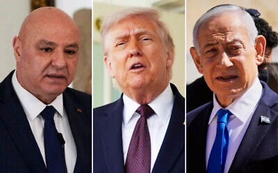 Lebanese President Joseph Aoun, US President Donald Trump and Prime Minister Benjamin Netanyahu. (Collage/AP)