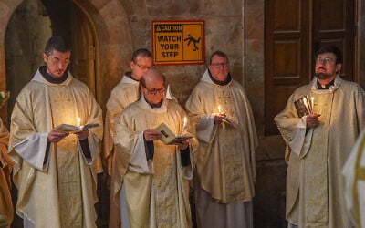 Worshippers conducting services on Easter Sunday at the Church of the Holy Sepulchre, April 5, 2026. (Latin Patriarchate of Jerusalem)