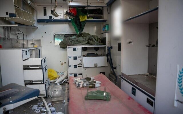 Weapons the IDF says troops found in an ambulance in southern Lebanon town of Qantara, in a handout photo issued by the military on April 24, 2026. (Israel Defense Forces) Weapons the IDF says troops found in an ambulance in southern Lebanon town of Qantara, in a handout photo issued by the military on April 24, 2026. (Israel Defense Forces)