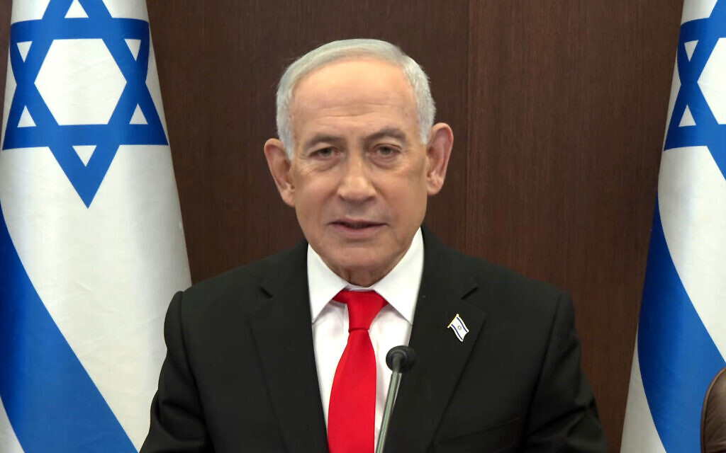 Prime Minister Benjamin Netanyahu makes a statement at the start of the cabinet meeting in Jerusalem on April 26, 2026. (Screenshot/GPO) Prime Minister Benjamin Netanyahu makes a statement at the start of the cabinet meeting in Jerusalem on April 26, 2026. (Screenshot/GPO)