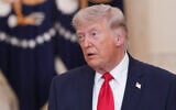 US President Donald Trump pauses after delivering a televised address on the conflict in the Middle East, at the White House in Washington, DC, on April 1, 2026. (Alex Brandon/Pool/AFP)