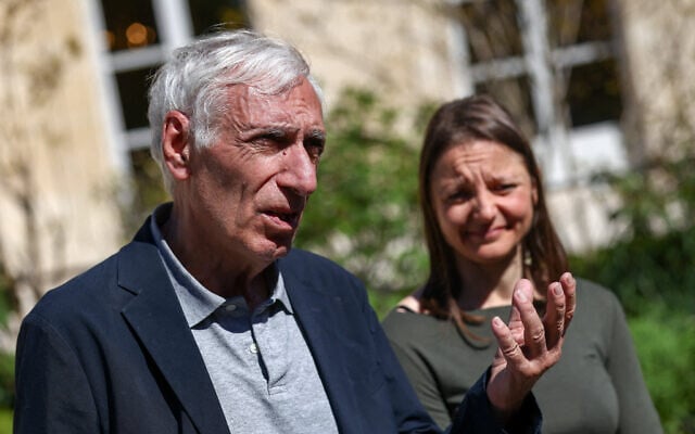 French nationals Jacques Paris (L) and Cecile Kohler (R) who were freed by Iran after three and a half years in detention speak to the press as they are hosted by French President at the Elysee Palace in Paris, on April 8, 2026 (Tom Nicholson / POOL / AFP) French nationals Jacques Paris (L) and Cecile Kohler (R) who were freed by Iran after three and a half years in detention speak to the press as they are hosted by French President at the Elysee Palace in Paris, on April 8, 2026 (Tom Nicholson / POOL / AFP)