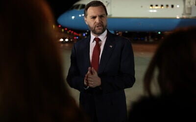 US Vice President JD Vance speaks to the media before boarding Air Force Two to return to Washington DC, after the White House announced he would be leading the US delegation in upcoming peace talks with Iran, at the Budapest Ferenc Liszt International Airport in Budapest, Hungary, April 8, 2026. (JONATHAN ERNST / POOL / AFP)
