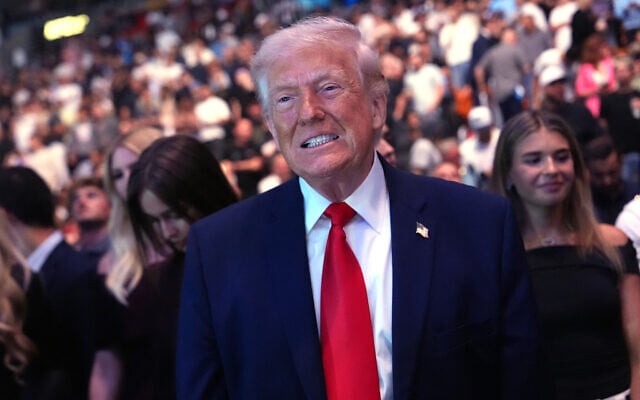 US President Donald Trump attends the UFC 327 mixed martial arts event at Kaseya Center in Miami, Florida, on April 11, 2026. (Julia Demaree Nikhinson / POOL / AFP) US President Donald Trump attends the UFC 327 mixed martial arts event at Kaseya Center in Miami, Florida, on April 11, 2026. (Julia Demaree Nikhinson / POOL / AFP)