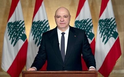 A photograph released by the Lebanese Presidency on April 17, 2026, shows Lebanon's President Joseph Aoun delivering a televised address to the Lebanese people from the Baabda Presidential Palace, east of the capital Beirut. (Lebanese Presidency) A photograph released by the Lebanese Presidency on April 17, 2026, shows Lebanon's President Joseph Aoun delivering a televised address to the Lebanese people from the Baabda Presidential Palace, east of the capital Beirut. (Lebanese Presidency)