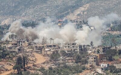 Smoke rises following an Israeli explosion in southern Lebanon near the border as seen from the Upper Galilee in northern Israel on April 27, 2026. (Jalaa MAREY / AFP)