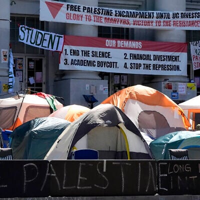 Anti-Israel protesters at UC Berkeley in Berkeley, California, May 2, 2024. (AP Photo/Jeff Chiu) Anti-Israel protesters at UC Berkeley in Berkeley, California, May 2, 2024. (AP Photo/Jeff Chiu)
