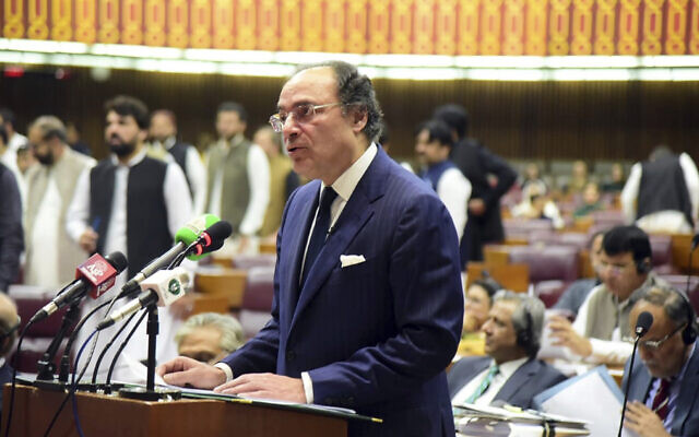 In this photo released by the Pakistan Finance Ministry Press Service, Pakistan's Finance Minister Muhammad Aurangzeb speaks before the National Assembly in Islamabad, Pakistan, June, 12, 2024. (Pakistan finance Ministry Press Service via AP)