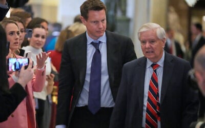 Paramount Skydance chairman and CEO David Ellison arrives with US Senator Lindsey Graham, before US President Donald Trump delivers the State of the Union address to a joint session of Congress in the House chamber at the US Capitol in Washington, on February 24, 2026. (AP Photo/Mark Schiefelbein) Paramount Skydance chairman and CEO David Ellison arrives with US Senator Lindsey Graham, before US President Donald Trump delivers the State of the Union address to a joint session of Congress in the House chamber at the US Capitol in Washington, on February 24, 2026. (AP Photo/Mark Schiefelbein)