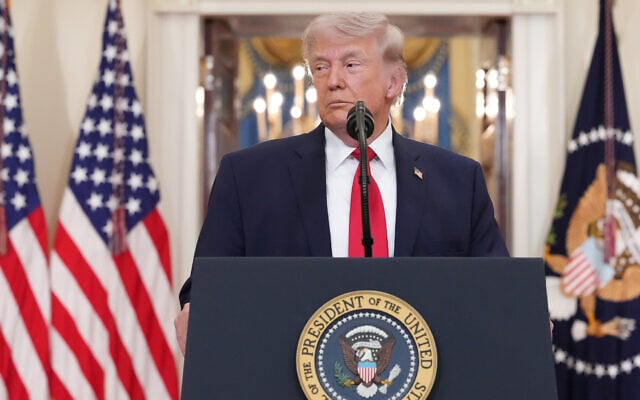 US President Donald Trump pauses as he finishes speaking about the Iran war from the Cross Hall of the White House, in Washington, April 1, 2026. (Alex Brandon/AP) US President Donald Trump pauses as he finishes speaking about the Iran war from the Cross Hall of the White House, in Washington, April 1, 2026. (Alex Brandon/AP)