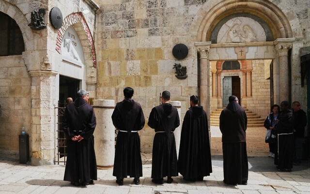 Catholic clergymen attend a Good Friday procession along the Via Dolorosa in Jerusalem's Old City, April 3, 2026. (AP Photo/Mahmoud Illean) Catholic clergymen attend a Good Friday procession along the Via Dolorosa in Jerusalem's Old City, April 3, 2026. (AP Photo/Mahmoud Illean)
