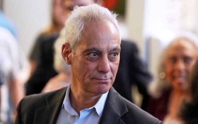 Rahm Emanuel speaks to voters as he participates in the South Carolina Democratic Party's "On the Road" series on April 2, 2026, in Newberry, South Carolina. (AP Photo/Meg Kinnard)