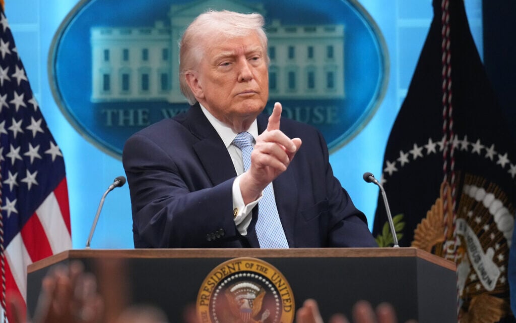 US President Donald Trump speaks with reporters during a news conference in the James Brady Press Briefing Room at the White House, April 6, 2026, in Washington. (AP Photo/Mark Schiefelbein) US President Donald Trump speaks with reporters during a news conference in the James Brady Press Briefing Room at the White House, April 6, 2026, in Washington. (AP Photo/Mark Schiefelbein)