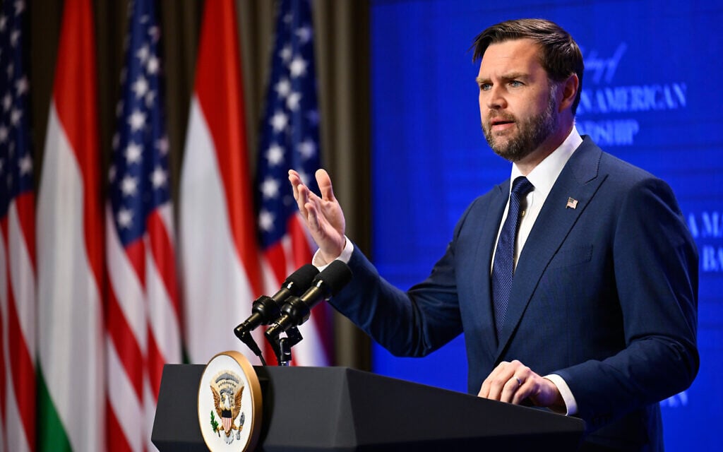 US Vice President JD Vance speaks during a press conference with Hungarian Prime Minister Viktor Orban as they meet in Budapest, Hungary, April 7, 2026. (AP/Denes Erdos) US Vice President JD Vance speaks during a press conference with Hungarian Prime Minister Viktor Orban as they meet in Budapest, Hungary, April 7, 2026. (AP/Denes Erdos)