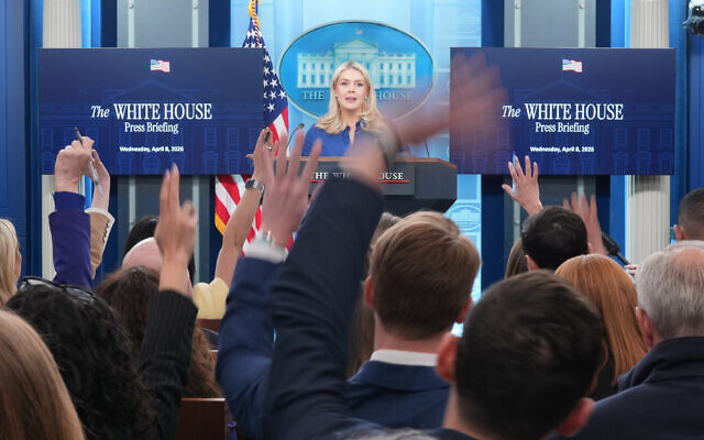 White House press secretary Karoline Leavitt speaks with reporters in the James Brady Press Briefing Room at the White House, April 8, 2026, in Washington. (AP Photo/Alex Brandon) White House press secretary Karoline Leavitt speaks with reporters in the James Brady Press Briefing Room at the White House, April 8, 2026, in Washington. (AP Photo/Alex Brandon)