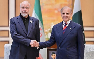 Iran's Parliament Speaker Mohammad Bagher Ghalibaf, left, shakes hand with Pakistani Prime Minister Shehbaz Sharif prior to their meeting, in Islamabad, Pakistan, April 11, 2026. (Pakistan Prime Minister Office via AP) Iran's Parliament Speaker Mohammad Bagher Ghalibaf, left, shakes hand with Pakistani Prime Minister Shehbaz Sharif prior to their meeting, in Islamabad, Pakistan, April 11, 2026. (Pakistan Prime Minister Office via AP)