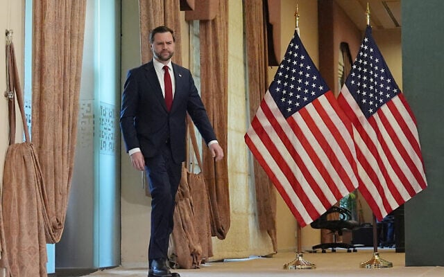 Vice President JD Vance arrives for news conference after meeting with representatives from Pakistan and Iran, April 12, 2026, in Islamabad, Pakistan. (AP Photo/Jacquelyn Martin, Pool) Vice President JD Vance arrives for news conference after meeting with representatives from Pakistan and Iran, April 12, 2026, in Islamabad, Pakistan. (AP Photo/Jacquelyn Martin, Pool)