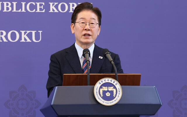 South Korean President Lee Jae Myung speaks during a press conference in Seoul, South Korea, April 13, 2026. (Chung Sung-Jun/Pool Photo via AP) South Korean President Lee Jae Myung speaks during a press conference in Seoul, South Korea, April 13, 2026. (Chung Sung-Jun/Pool Photo via AP)