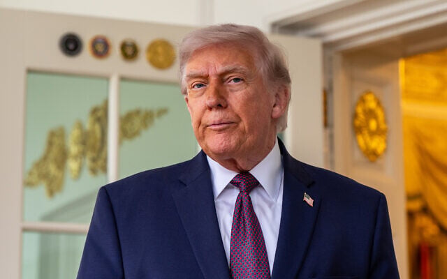President Donald Trump speaks with reporters outside the Oval Office of the White House, April 13, 2026, in Washington. (AP/Alex Brandon)