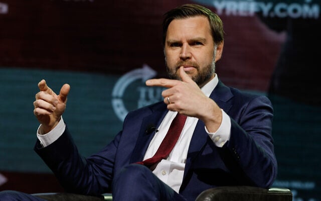 US Vice President JD Vance speaks at a Turning Point USA tour stop at the University of Georgia in Athens, Georgia, April 14, 2026. (AP Photo/Erik S. Lesser)