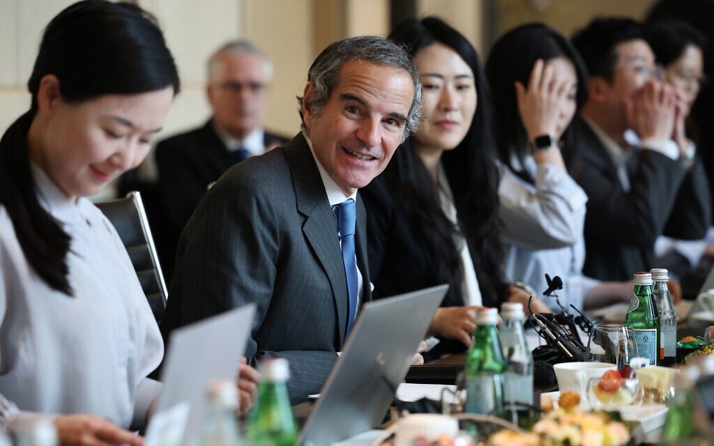 Director General of the International Atomic Energy Agency (IAEA) Rafael Grossi arrives for a press conference in Seoul, South Korea, Wednesday, April 15, 2026. (Kim Hong-Ji/Pool Photo via AP)
