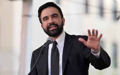New York City Mayor Zohran Mamdani speaks during a union rally on Park Avenue, in New York, April 15, 2026. (AP Photo/Seth Wenig)