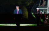 US President Donald Trump walks on the South Lawn upon his arrival to the White House, April 17, 2026, in Washington, DC. (AP Photo/Jose Luis Magana)