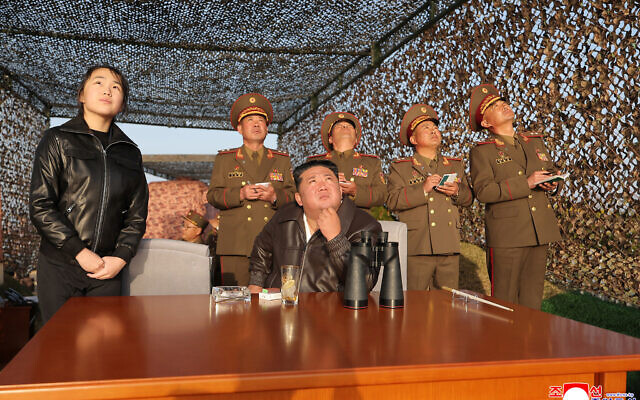 In this photo provided by the North Korean government, its leader Kim Jong Un, sitting, with his daughter, observes what it says a test launch of an upgraded surface-to-surface ballistic missile at an undisclosed place in North Korea, April 19, 2026. (Korean Central News Agency/Korea News Service via AP) In this photo provided by the North Korean government, its leader Kim Jong Un, sitting, with his daughter, observes what it says a test launch of an upgraded surface-to-surface ballistic missile at an undisclosed place in North Korea, April 19, 2026. (Korean Central News Agency/Korea News Service via AP)