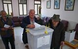 Palestinian Christians cast their votes in local elections at a polling station in Bethlehem, West Bank, April 25, 2026. (AP/Mahmoud Illean)