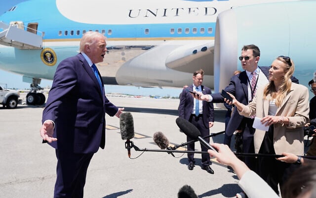 President Donald Trump speaks to reporters before boarding Air Force One at Palm Beach International Airport in West Palm Beach Fla., Saturday, April 25, 2026. (AP Photo/Manuel Balce Ceneta) President Donald Trump speaks to reporters before boarding Air Force One at Palm Beach International Airport in West Palm Beach Fla., Saturday, April 25, 2026. (AP Photo/Manuel Balce Ceneta)