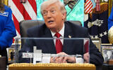 US President Donald Trump meets with NASA's Artemis II astronauts Victor Glover, Christina Koch, Reid Wiseman and Jeremy Hansen in the Oval Office of the White House, April 29, 2026, in Washington, DC. (AP/Matt Rourke)