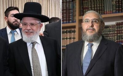 Two top contenders for the position of Tel Aviv city rabbi. A special committee is set to appoint one of the candidates on April 26, 2026. Left: Rabbi Zevadia Cohen. (Wikipedia) Right: Rabbi Haim Amsalem. (Yonatan Sindel/Flash90)