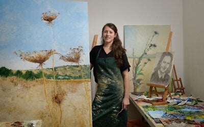 Artist Doron Adorian in her Tel Aviv studio (Courtesy)