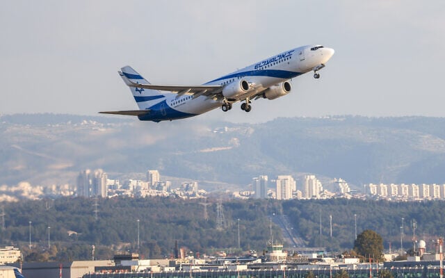 An El Al plane takes off at Ben Gurion International Airport, outside of Tel Aviv, March 5, 2026. (Yossi Aloni/Flash90)