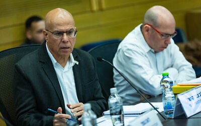 Otzman Yehudit MK Zvika Fogel leads a National Security Committee meeting at the Knesset, March 15, 2026. (Yonatan Sindel/Flash90)