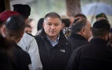 Shin Bet director David Zini attends the funeral of an Israeli at the Mount Herzl Military Cemetery in Jerusalem, March 27, 2026, (Chaim Goldberg/Flash90)