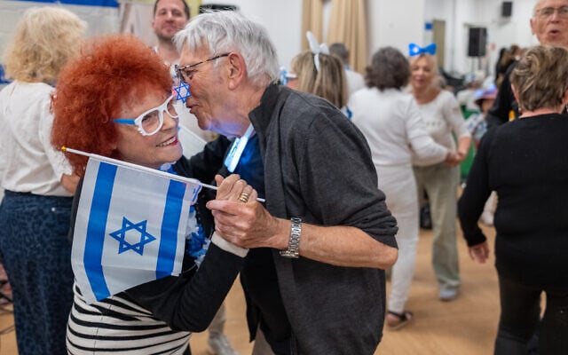 Illustrative: People celebrate an Independence Day party at the Reich Community Center for senior citizens of the Tel Aviv-Jaffa Municipality in Tel Aviv, April 22, 2026. (Dor Pazuelo/Flash90) Illustrative: People celebrate an Independence Day party at the Reich Community Center for senior citizens of the Tel Aviv-Jaffa Municipality in Tel Aviv, April 22, 2026. (Dor Pazuelo/Flash90)