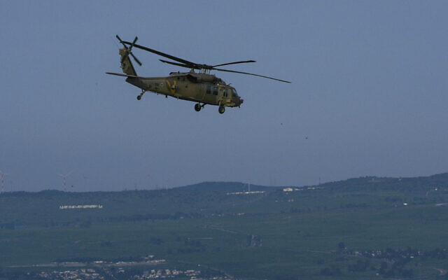 An Israeli Air Force helicopter flies near the border with Lebanon, on April 14, 2026. (Ayal Margolin/Flash90) An Israeli Air Force helicopter flies near the border with Lebanon, on April 14, 2026. (Ayal Margolin/Flash90)
