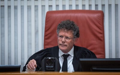 Justice Isaac Amit, the High Court's president, at the court in Jerusalem, April 15, 2026. (Yonatan Sindel/Flash90)