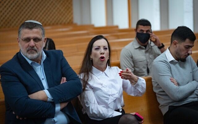 MK Tally Gotliv (c) at court hearing on the dismissal of National Security Minister Itamar Ben-Gvir at the Supreme Court in Jerusalem, April 15, 2026. (Yonatan Sindel/Flash90)
