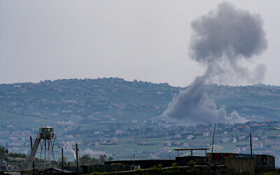 Smoke rises from southern Lebanon during Israeli military action, April 26, 2026 (Ayal Margolin/Flash90)