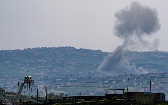 Smoke rises from southern Lebanon during Israeli military action, April 26, 2026 (Ayal Margolin/Flash90)