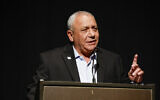 Gadi Eisenkot, head of the Yashar party, speaks during the launch of a book by Yoav Limor and Oren Nahari in Herzliya, central Israel, April 26, 2026 (Tal Gal/Flash90)