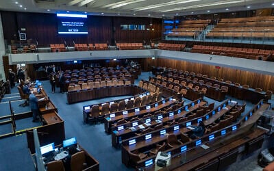 A plenum session at the Knesset in Jerusalem, April 27, 2026. (Chaim Goldberg/Flash90) A plenum session at the Knesset in Jerusalem, April 27, 2026. (Chaim Goldberg/Flash90)