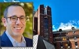 Rabbi Mikę Uram has been tapped to become the ninth chancellor of the Jewish Theological Seminary, seen at rear. (Courtesy JTS; background JTA)
