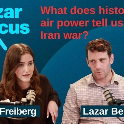 ToI's diplomatic team on this week's Lazar Focus, Lazar Berman and Nava Freiberg. (Times of Israel)