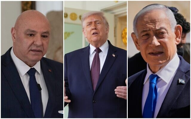 Lebanese President Joseph Aoun, US President Donald Trump and Prime Minister Benjamin Netanyahu. (Collage/AP)