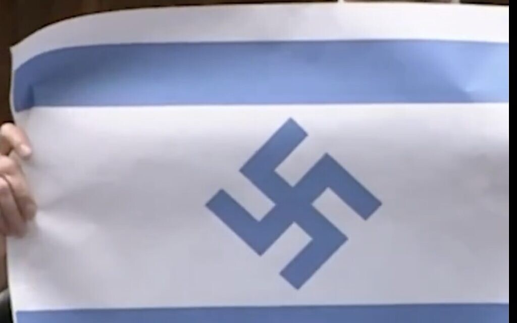 In parliament, Polish MP calls Israel ‘new Third Reich,’ waves Israeli flag with swastika