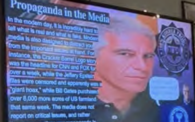 Image shows a slide from a Florida school presentation in September 2025, according to an ADL complaint. (ADL) Image shows a slide from a Florida school presentation in September 2025, according to an ADL complaint. (ADL)